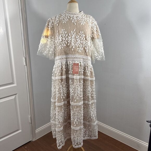Ivy City Co. Cream Lace Midi Dress - Picture 2 of 15